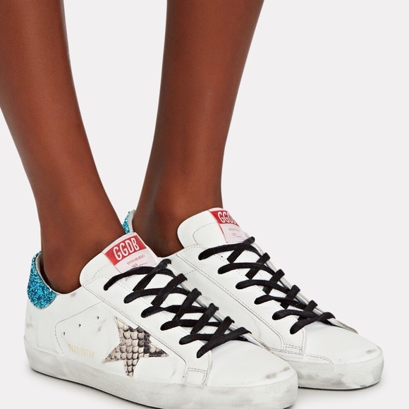 Golden Goose superstar sneaker in white, silver, light blue - Picture 5 of 6
